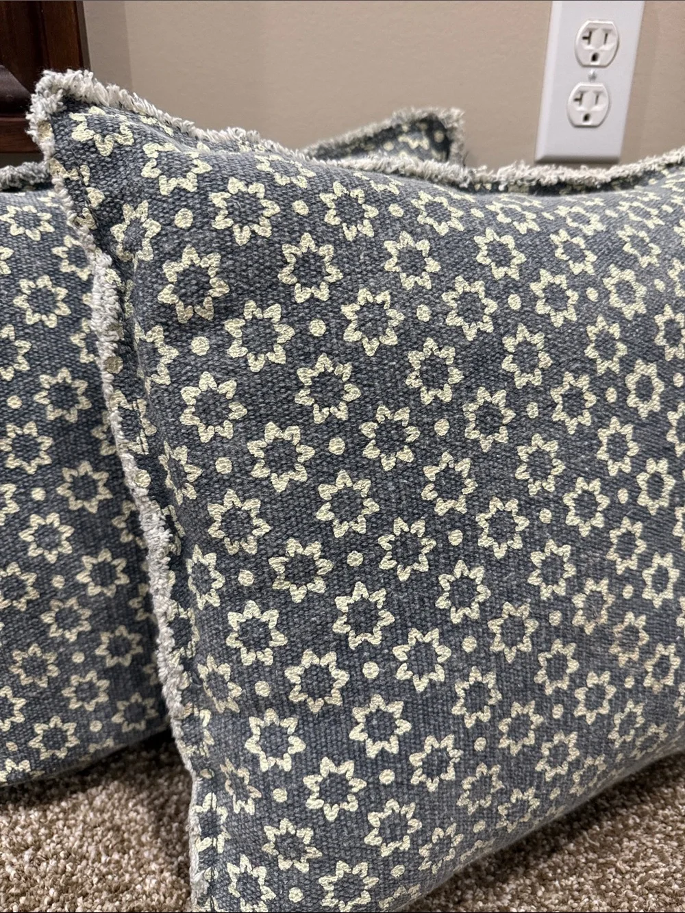 Decorative Blue Gray Textured Throw Pillow - Set of 2